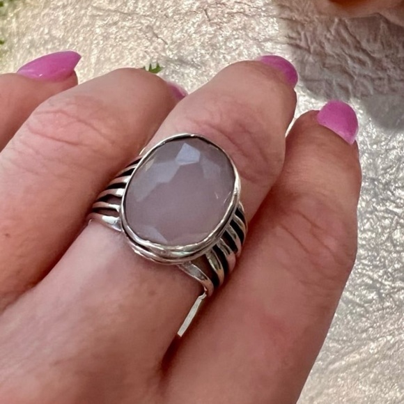 Silpada Retired Rose Quartz Faceted Abstract Statement Ring Sterling Silver 925 - Picture 6 of 15